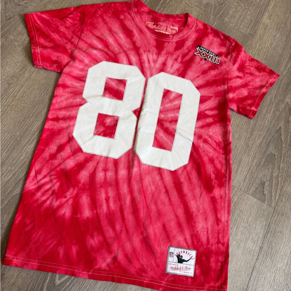 Mitchell & Ness Red Tie-Dye Throwback T-Shirt-Size S - Picture 1 of 6
